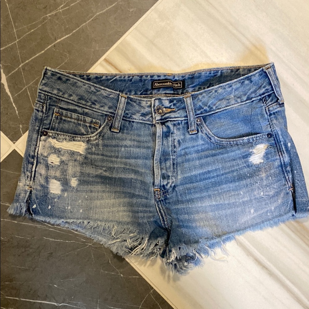 Abercrombie & Fitch Blue Jean Shorts Distressed Cut-Offs